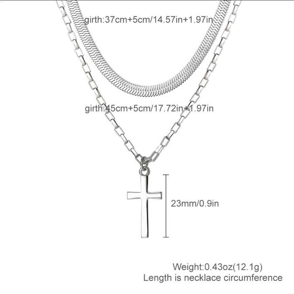 Dainty Double Layers Adjustable Cross Set Necklaces - Picture 4 of 4